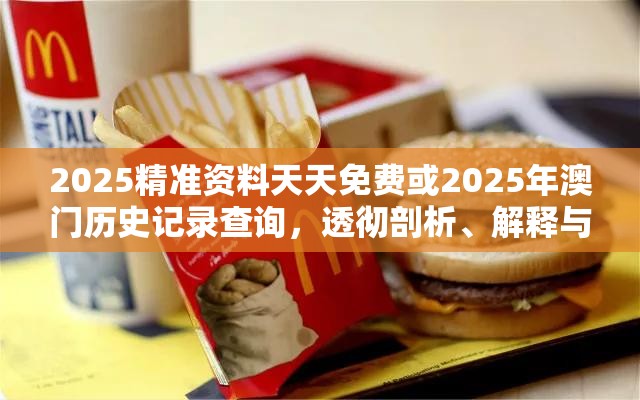 2025精准资料天天免费或2025年澳门历史记录查询，透彻剖析、解释与落实-抵制不实的假包装